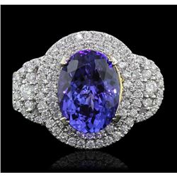 14KT Two-Tone Gold 4.29ct Tanzanite and Diamond Ring