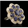 Image 2 : 14KT Yellow Gold 10.82ctw Sapphire Ring