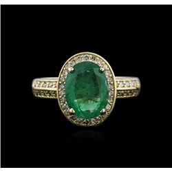 14KT Yellow Gold 2.16ct Emerald and Diamond Ring