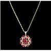 Image 1 : 14KT Yellow Gold 34.26ctw Ruby & Diamond Pendant with Chain