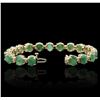 Image 3 : 14KT Yellow Gold 20.90ctw Emerald and Diamond Bracelet