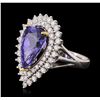 Image 2 : 14KT Two-Tone Gold 4.13ct Tanzanite and Diamond Ring