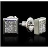 Image 2 : 14KT White Gold 0.73ctw Diamond Earrings