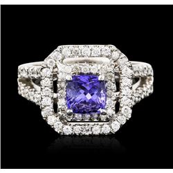 14KT White Gold 1.00ct Tanzanite and Diamond Ring