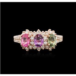 14KT Rose Gold 1.57ctw Multicolor Sapphire and Diamond Ring