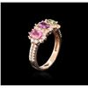 Image 3 : 14KT Rose Gold 1.57ctw Multicolor Sapphire and Diamond Ring