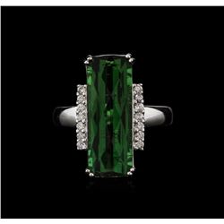 14KT White Gold 7.97ct Green Tourmaline and Diamond Ring