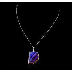 14KT White Gold 59.08ct Opal and Diamond Pendant With Chain