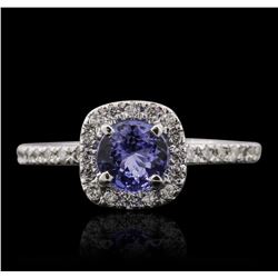 14KT White Gold 0.72ct Tanzanite and Diamond Ring