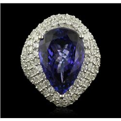 14KT White Gold 14.82ct GIA Certified Tanzanite and Diamond Ring