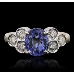 14KT Yellow Gold 2.85ct Sapphire and Diamond Ring