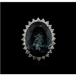 14KT White Gold 22.43ct Topaz and Diamond Ring