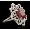 Image 2 : 14KT White Gold 11.02ct Ruby and Diamond Ring