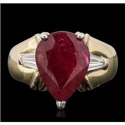 14KT Yellow Gold 3.12ct Ruby and Diamond Ring