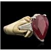 Image 2 : 14KT Yellow Gold 3.12ct Ruby and Diamond Ring