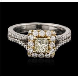 18KT Two-Tone Gold 0.83ctw Fancy Yellow Diamond Ring