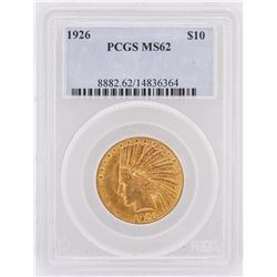 1926 PCGS MS62 $10 Eagle Indian Head Gold Coin