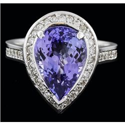 14KT White Gold 4.13ct Tanzanite and Diamond Ring