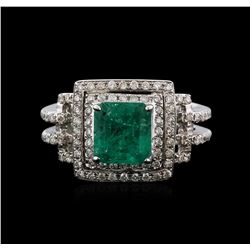 18KT White Gold 1.71ct Emerald and Diamond Ring