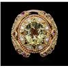 Image 1 : 14KT Rose Gold 4.05ct Citrine, Amethyst and Diamond Ring