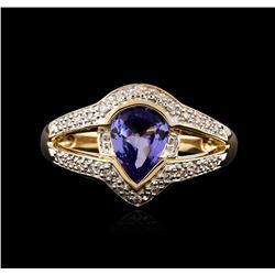 14KT Yellow Gold 1.05ct Tanzanite and Diamond Ring