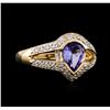 Image 2 : 14KT Yellow Gold 1.05ct Tanzanite and Diamond Ring