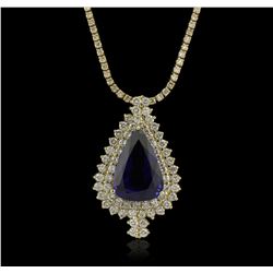 14KT Yellow Gold 23.05ct GIA Certified Tanzanite and Diamond Necklace