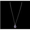 Image 2 : 14KT White Gold 3.34ct Tanzanite and Diamond Pendant With Chain