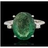 Image 1 : 14KT White Gold 4.09ct Emerald and Diamond Ring