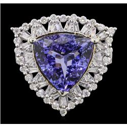 14KT Two-Tone Gold 6.65ct Tanzanite and Diamond Ring