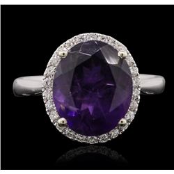 14KT Two-Tone Gold 4.36ct Amethyst and Diamond Ring