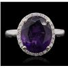 Image 1 : 14KT Two-Tone Gold 4.36ct Amethyst and Diamond Ring