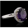 Image 2 : 14KT Two-Tone Gold 4.36ct Amethyst and Diamond Ring