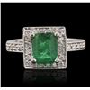 Image 1 : 14KT White Gold 0.25ct Emerald and Diamond Ring