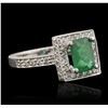 Image 2 : 14KT White Gold 0.25ct Emerald and Diamond Ring