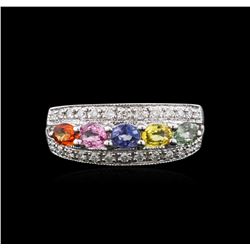 14KT White Gold 1.21ctw Multicolor Sapphire and Diamond Ring