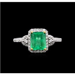 18KT White Gold 1.44ct Emerald and Diamond Ring