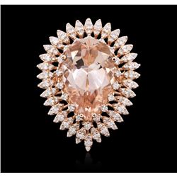 14KT Rose Gold 11.58ct Morganite and Diamond Ring