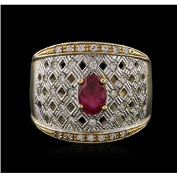 14KT Yellow Gold 1.02ct Ruby and White Topaz Ring