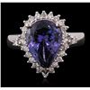 Image 1 : 14KT White Gold 5.90ct Tanzanite and Diamond Ring