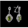 Image 2 : 18KT White Gold 3.28ctw Peridot and Diamond Earrings