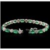 Image 3 : 14KT White Gold 9.52ctw Emerald and Diamond Bracelet