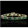 Image 1 : 14KT Yellow Gold 11.84ctw Emerald and Diamond Bracelet