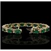Image 2 : 14KT Yellow Gold 11.84ctw Emerald and Diamond Bracelet