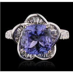 18KT White Gold 3.95ct Tazanite and Diamond Ring