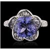 Image 1 : 18KT White Gold 3.95ct Tazanite and Diamond Ring
