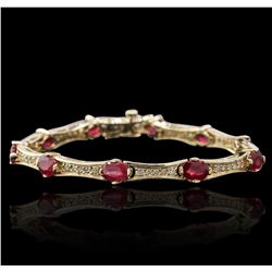 14KT Yellow Gold 9.09ctw Ruby and Diamond Bracelet