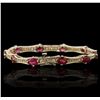 Image 2 : 14KT Yellow Gold 9.09ctw Ruby and Diamond Bracelet