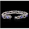 Image 3 : 14KT White Gold 10.80ctw Tanzanite and Diamond Bracelet
