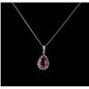 Image 1 : 14KT White Gold 1.63ct Pink Topaz and Diamond Pendant With Chain